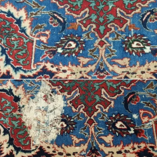 Restauration tapis avant après Prestige Tapis Suisse